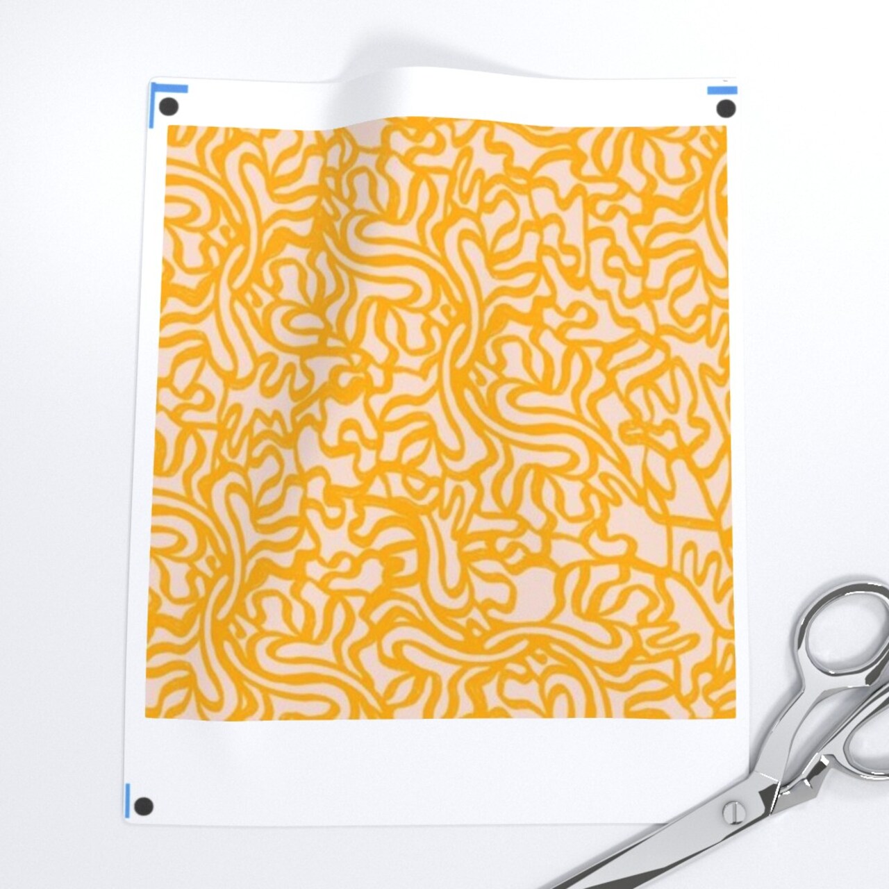 Abstract Geometric Lines Small Scale Yellow Monochromatic Distressed Swirl Eclectic Modern Custom Printed Fabric by Spoonflower Various Fabrics by the Yard or Fat Quarter